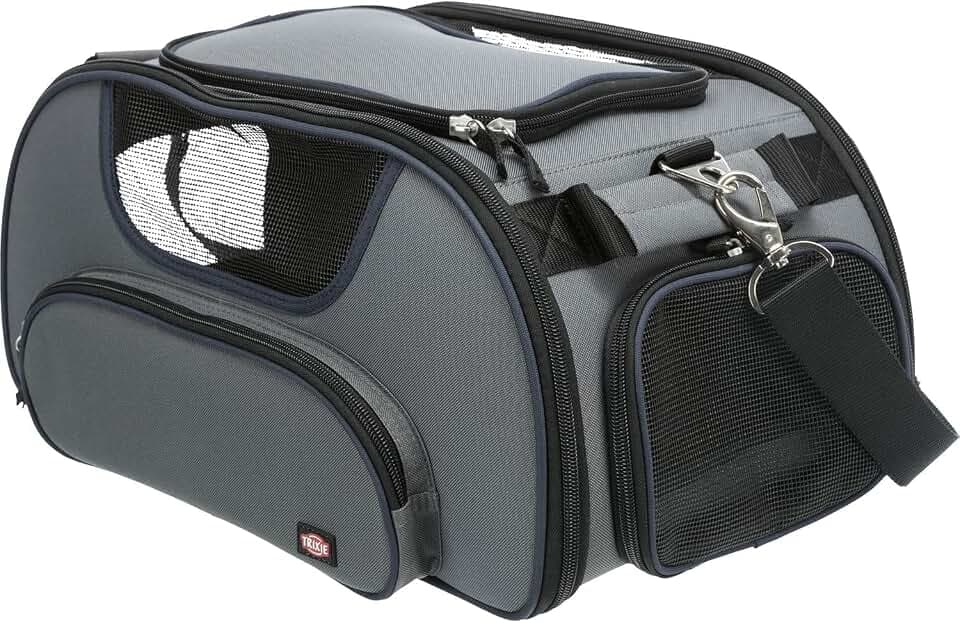 TRIXIE Airline Tasche Wings, 28 × 23 × 46 cm, grau/blau