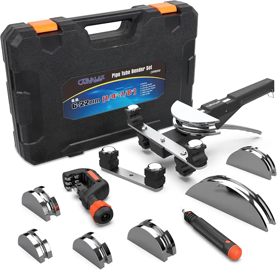CARVALAX Tube Bender Set, No Reverse, for 1/4” to 7/8” O.D, Silver Head