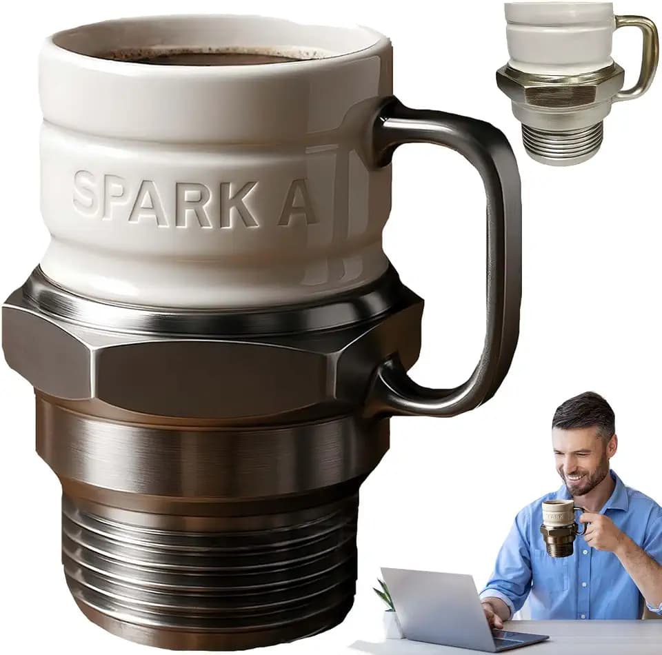 Spark Plug Mug - Engine-Themed Coffee Cup, 250ml Personalized Drinkware for Car Lovers, Mechanics, and Office Use