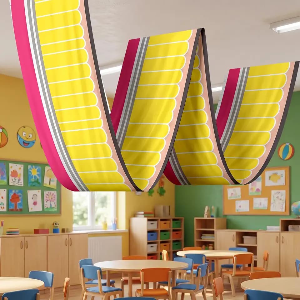 Back to School Pencil Classroom Ceiling Decorations Hanging Yellow Pencil Ceiling Decor Banner for Classroom First Day of School Teacher Appreciation Party Supplies