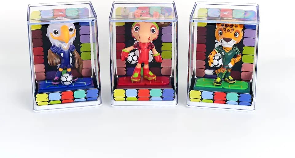 2026 World Cup Official Licensed Mascot Figurines Set of 3, Clutch Maple & Zayu Collectible Soccer Figures with Display Box, World Cup Merchandise Gift for Soccer Fans & Collectors (5 in, Large)