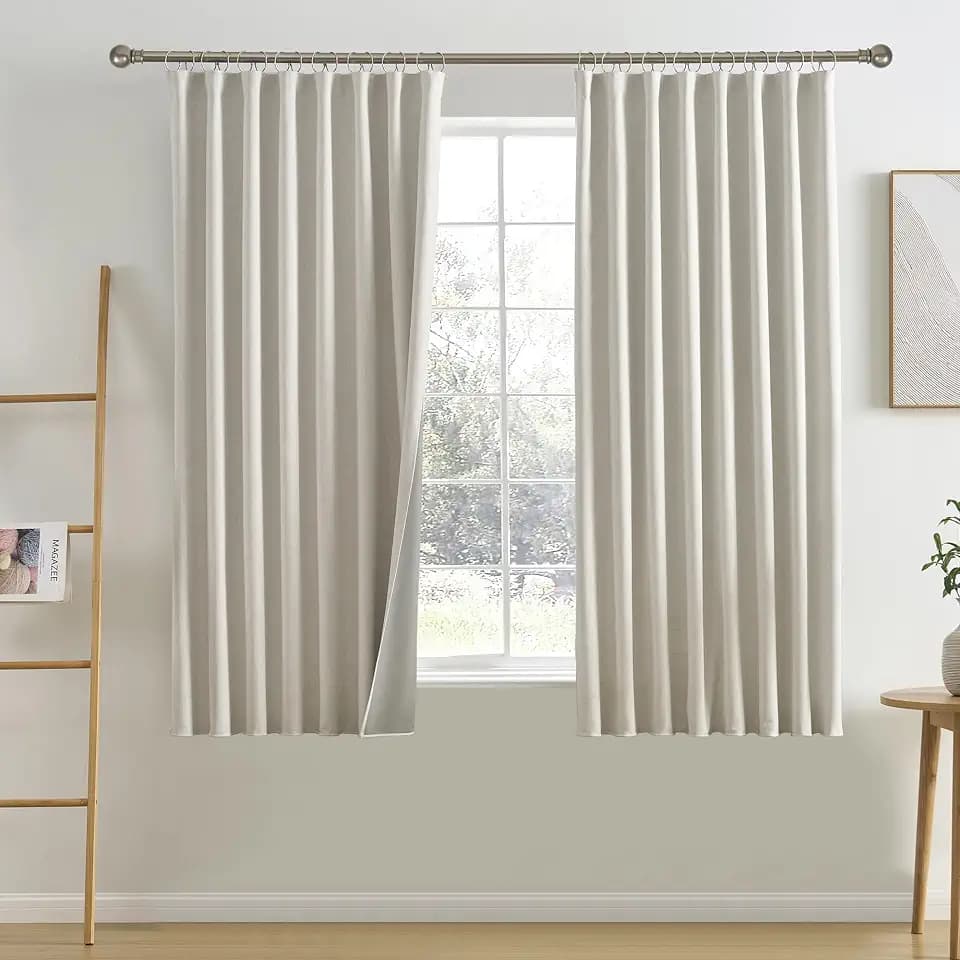 RAIN CITY Natural Birch Blackout Curtains 78 Inch Long 2 Panels 50" x 78"