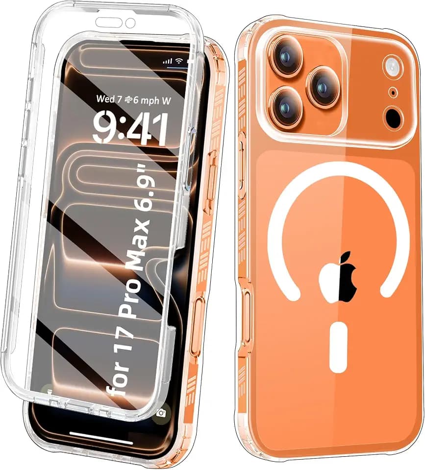 Magnetic for iPhone 17 Pro Max Case Built-in Screen Protector, Clear