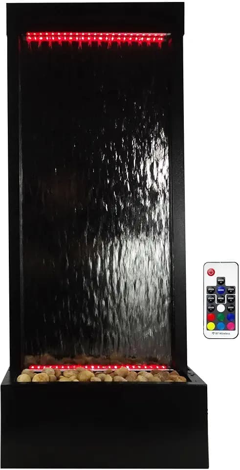 Alpine Corporation 48" Mirror Waterfall Fountain, LED Lights