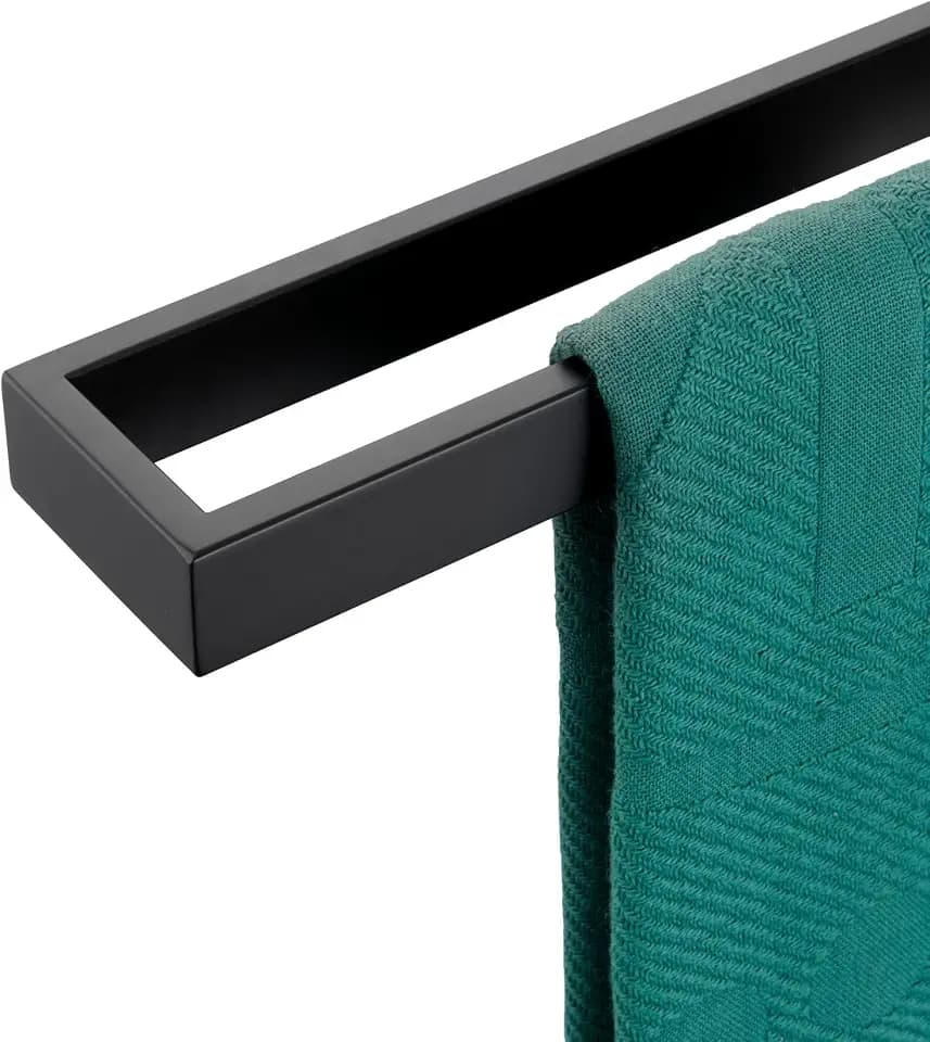 KOKOSIRI Towel Bar Matte Black Bath Towel Holder 24-Inch Kitchen Rack Stainless Steel for Bathroom Hardware Wall Mounted, 1 Pack B4008BK-L24