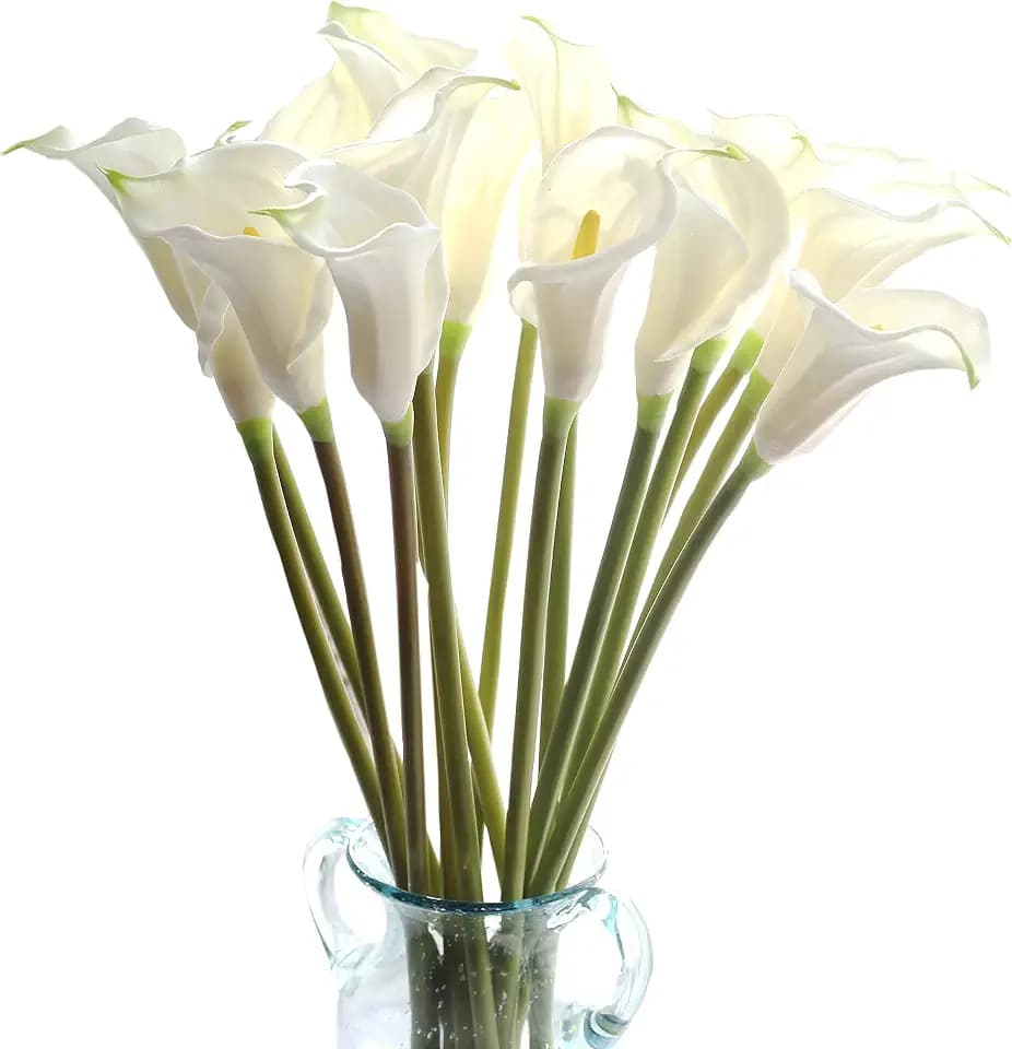 10pcs Calla Lilies Artificial Flower,26'' Long Stem Artificial Calla Lily Flowers,Realistic Arum Lilies for Wedding Bridal Bouquet Home Decor Centerpiece,White