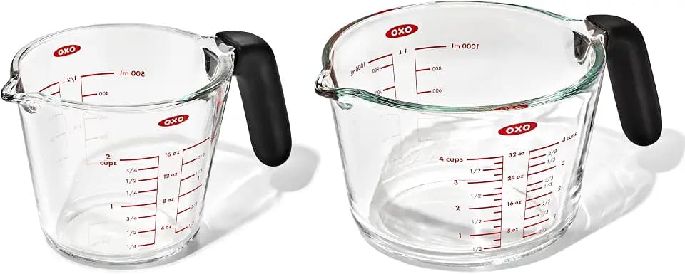 OXO Good Grips Glass Measuring Cup Set, 2 Cup & 4 Cup with Non-Slip Handle