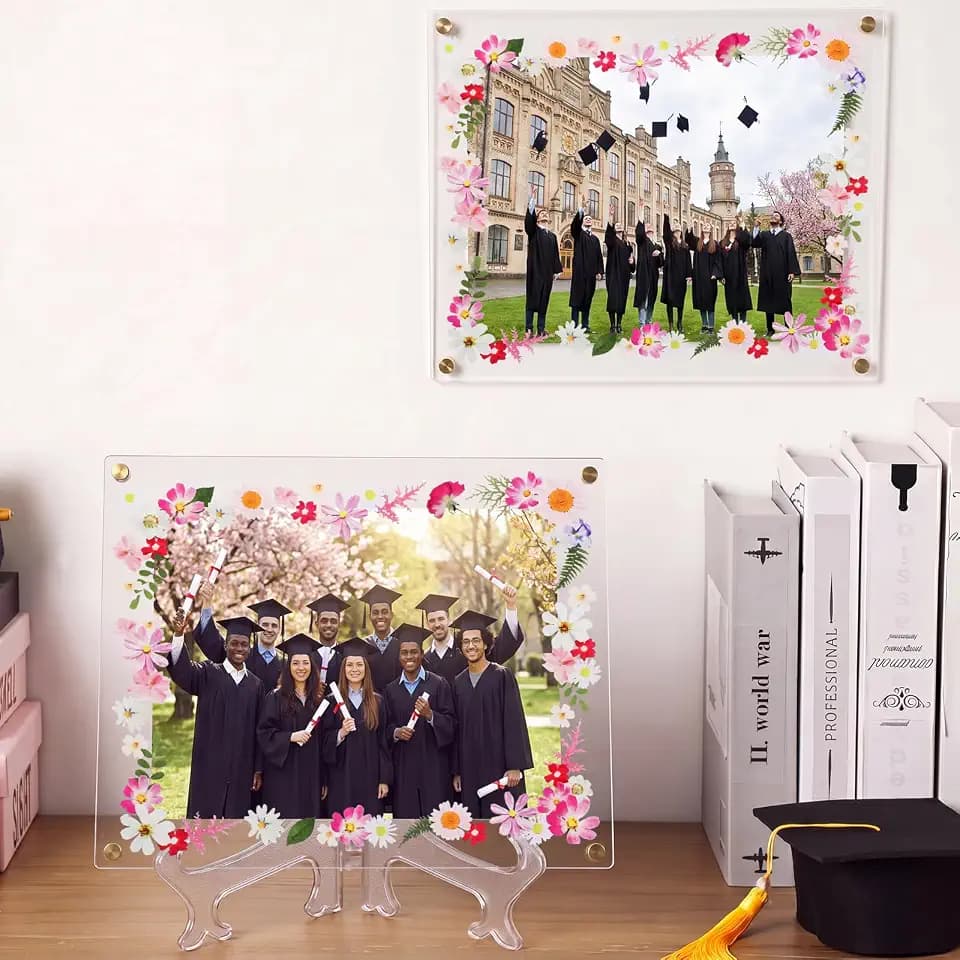 Novabright 2 Set 5.5x8.5 Dry Flower Acrylic Graduation Certificate Frame