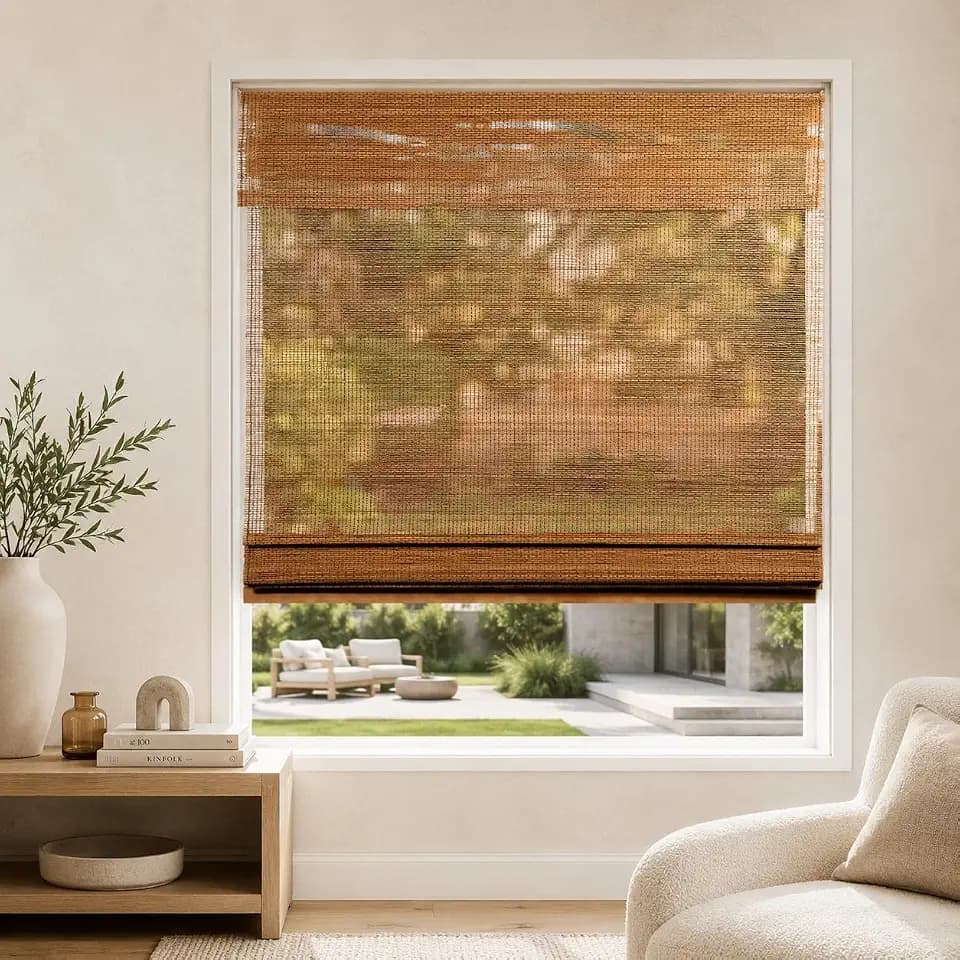 CHICOLOGY Cordless Bamboo Roman Shade, Light Filtering, Acorn 34"x64"