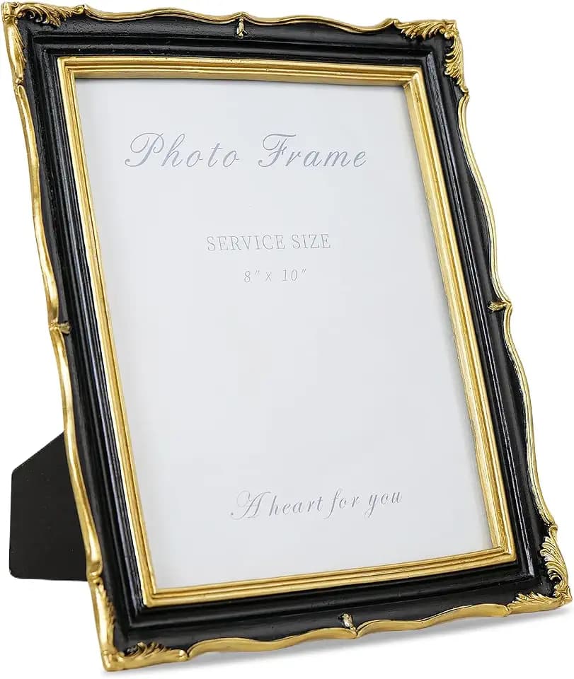 Cuspin 8x10 Picture Frame Black Gold Vintage Ornate Textured Resin Frame