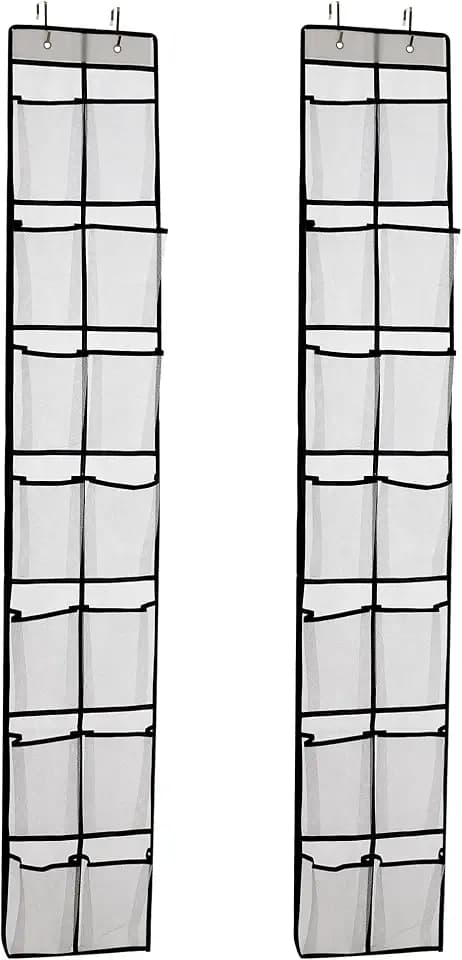 PVWSG Over The Door Shoe Organizer, 14 Large Mesh Pockets Hanging Shoe Rack for Closet Organizers and Storage, White, 2-pack (white)