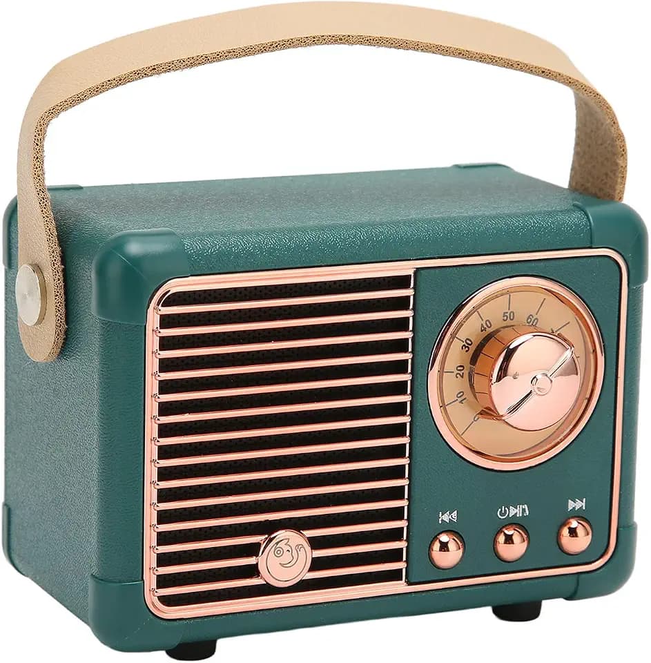 CCYLEZ Retro-Bluetooth-Lautsprecher, BT 5.0, HiFi-Stereo-Sound, Klein, Leicht, Old-Fashion-Stil, Vintage-Deko für Zuhause, Reisen, Outdoor, Grün