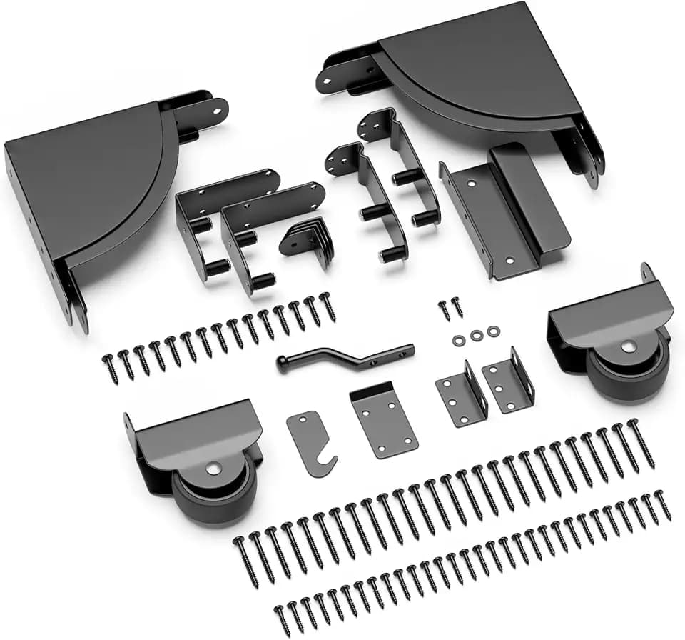 Heavy Duty Sliding Gate Kit, Adjustable Sliding Gate Hardware Kit for Wood Fence, Anti Sag Gate Kit Gate Corner Brace Bracket with Gate Latch, Fence Gate Kit for Driveway Gates, Pool Gates