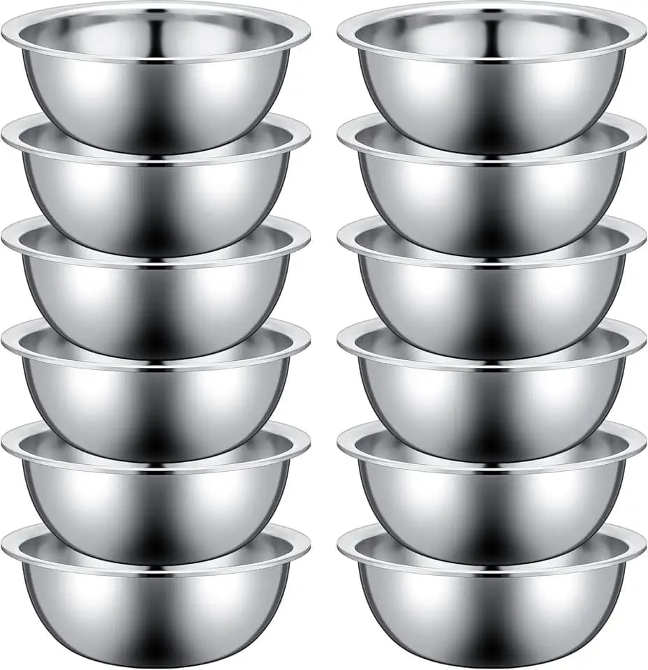 Pinkunn 12 Pcs Stainless Steel Mixing Bowls Bulk, 8.66 x 3 Inch