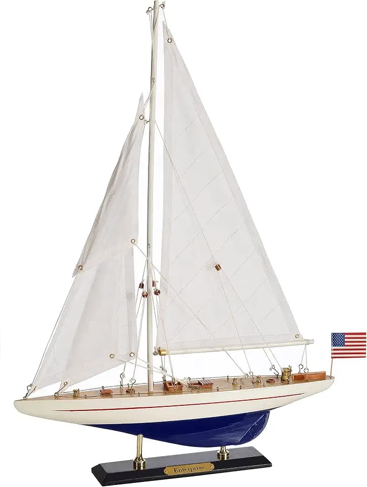 SAILINGSTORY Wooden Sailboat Decor Model Ship Enterprise