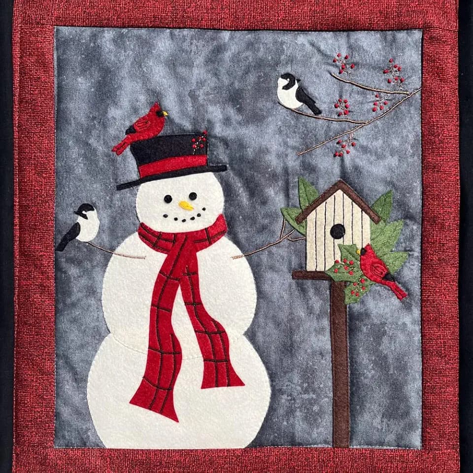 Rachel's Of Greenfield Snowman Wall Hanging Kit | Christmas Crafts | Snowman Felt Kit | Instructions and Materials Included | Makes 13"x15" Wall Quilt
