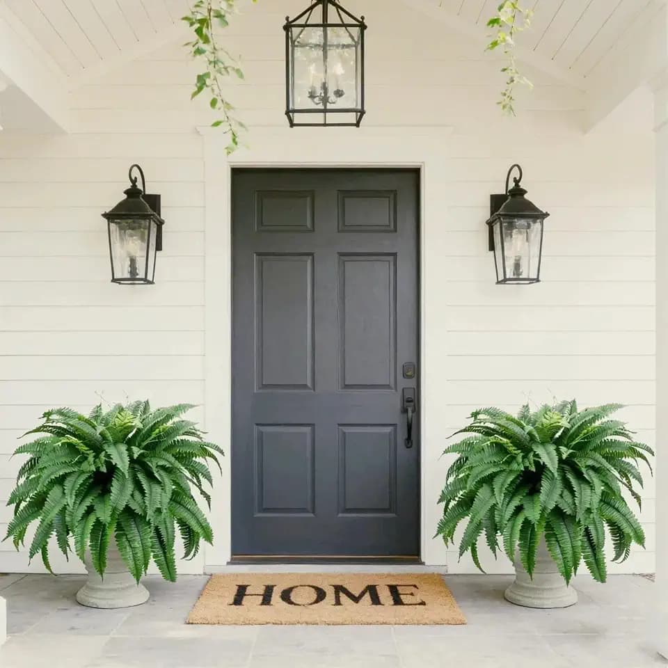 2 Pcs 53" Large Artificial Boston Fern For Outdoor,100 Leaves Each Full & Lifelike Fake Fern Plants For Outside,UV Resistant Faux Fern For Hanging Planters, Porch, Patio Poolside Indoor Outdoor Decor