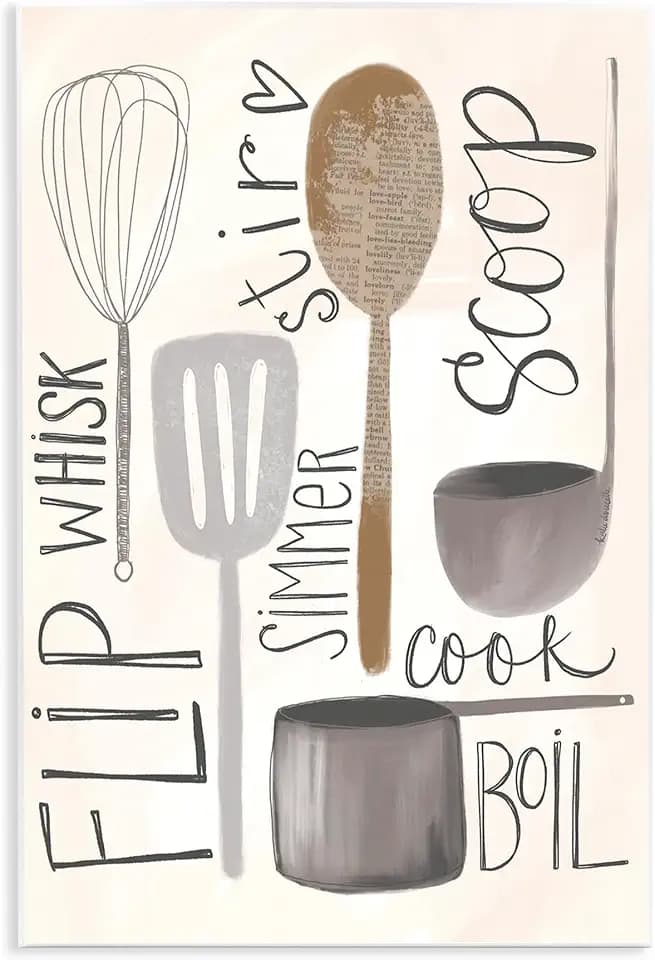 Kitchen Phrases and Utensils, 13 x 19 Inch Mounted Print on Wall Plaque