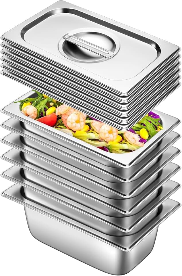 Hotel Pans With Lids 1/4 Quarter Size 4 Inch Stainless Steel Food Pans