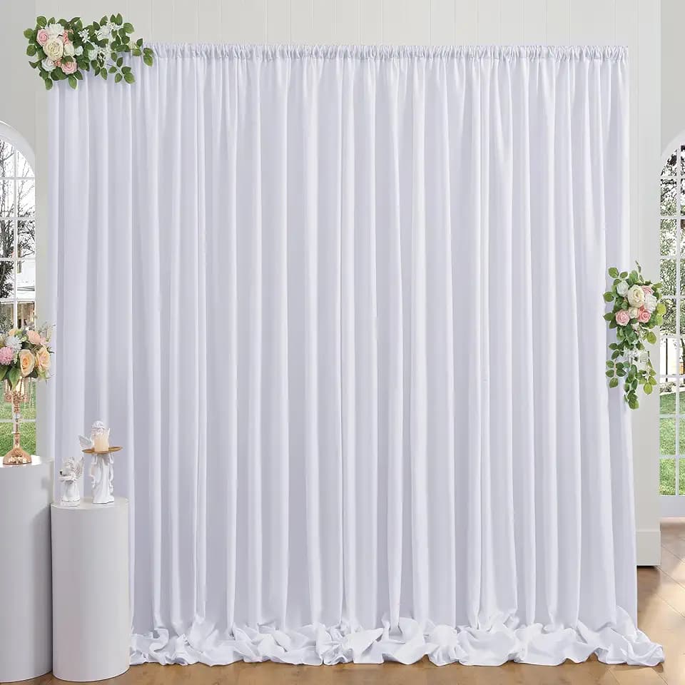 3m x 3m Dicker Weiß Hintergrund Vorhang für Parteien, 2-Platten Weiß Polyester Hochzeit Hintergrund Vorhänge für Geburtstags Fotografie Party Home Dekorationen