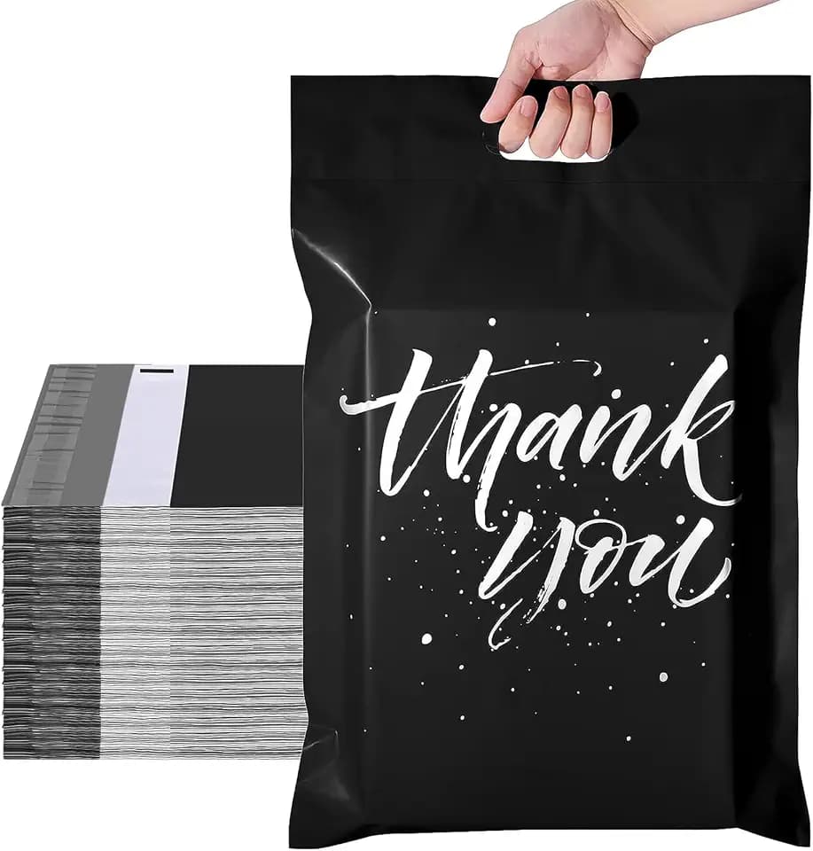 Metronic Thank You Poly Mailers with Handle 12x15.5 100 Pcs Easy to Carry
