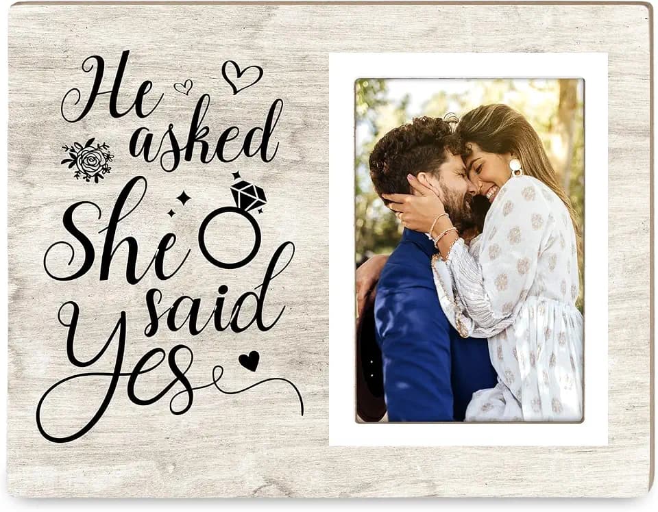 Personalized Photo Frame, Wedding Engagement Picture Frame, Engagement Gifts for Couple, Newly Engaged Couples,Engaged Gift for Her, Valentines Gifts