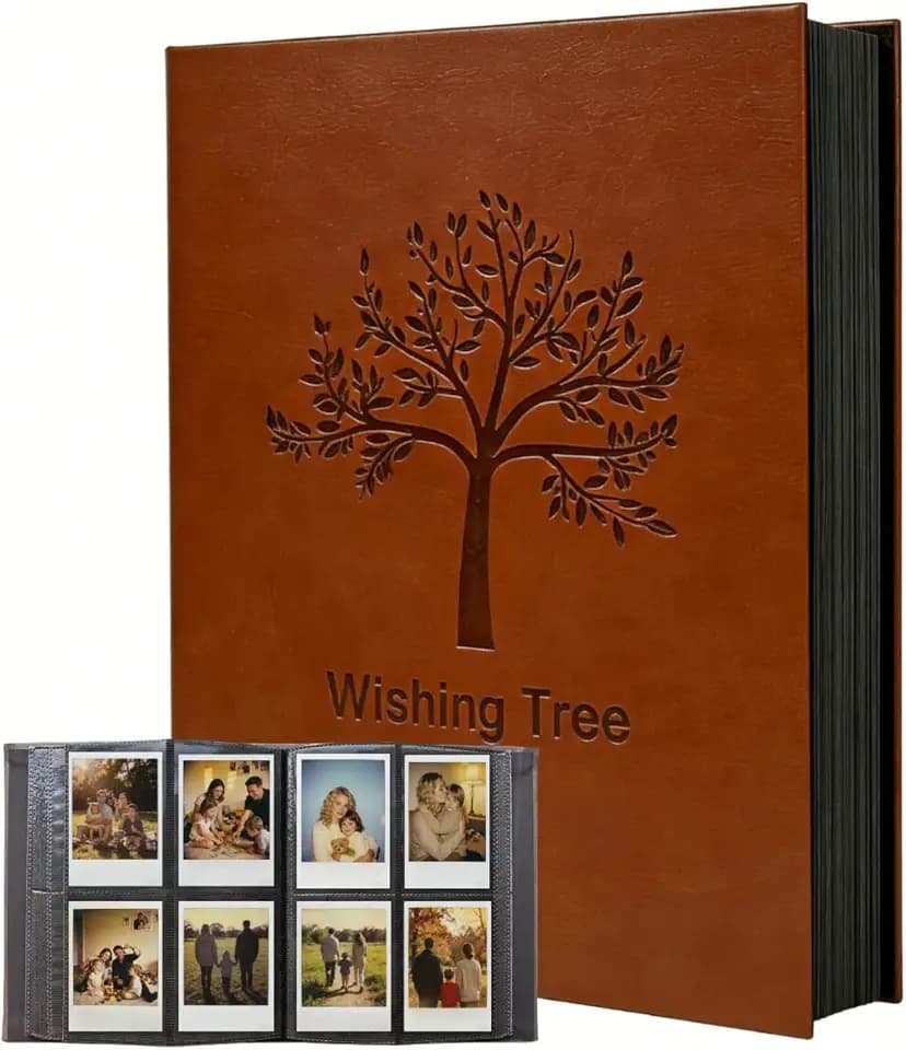 Vintage Photo Album for 2x3 in Polaroid Photos with 400 Pockets, PU Leather Instax Mini Compatible Photo Book To Store Pictures Or Cards, Brown