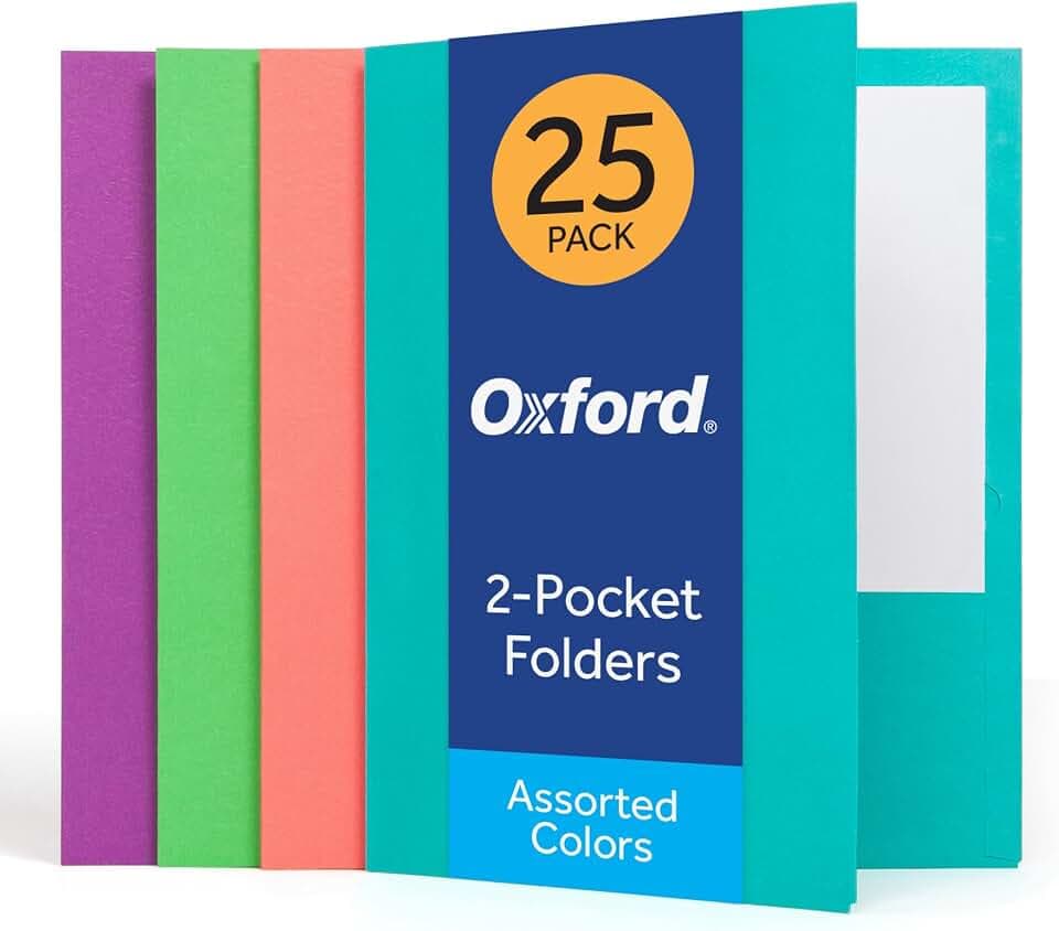 Oxford 2 Pocket Folders, 25 Pack, Tropical Colors, School Value Pack