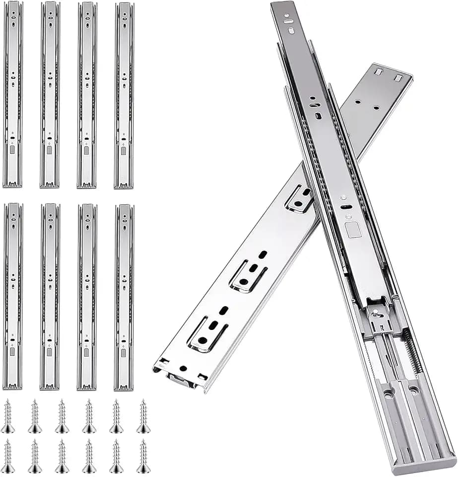 18 inch Drawer Slides 4 Pairs (8pcs) Soft Self Close Full Extension Ball Bearing Drawer Rails Side Mount Metal Dresser Runners for File Cabinet Trash Can Kitchen Wardrobe Glides 18" 100 LB Capacity