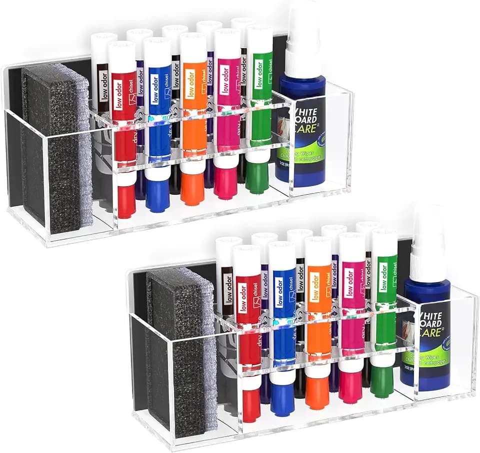 HBlife Magnetic Dry Erase Marker Holder for Whiteboard, Wall Mount, Clear