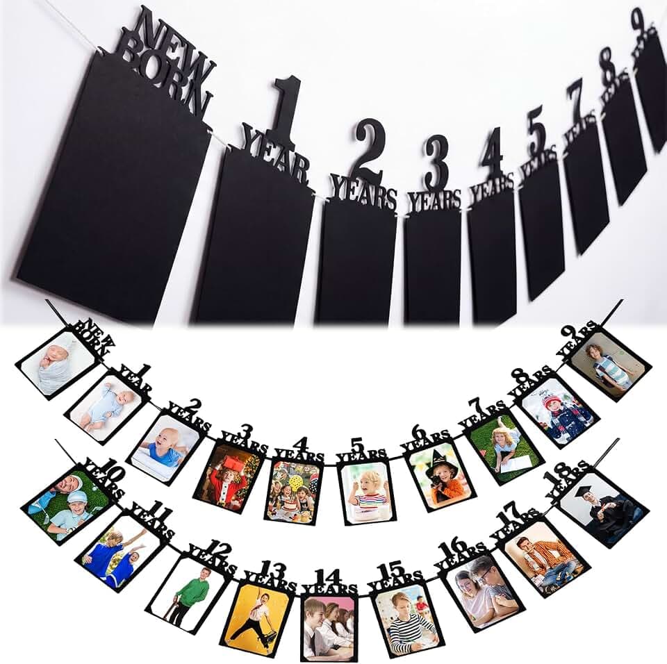 Breling Happy 18th Birthday DecorationPhoto Picture Banner,Black