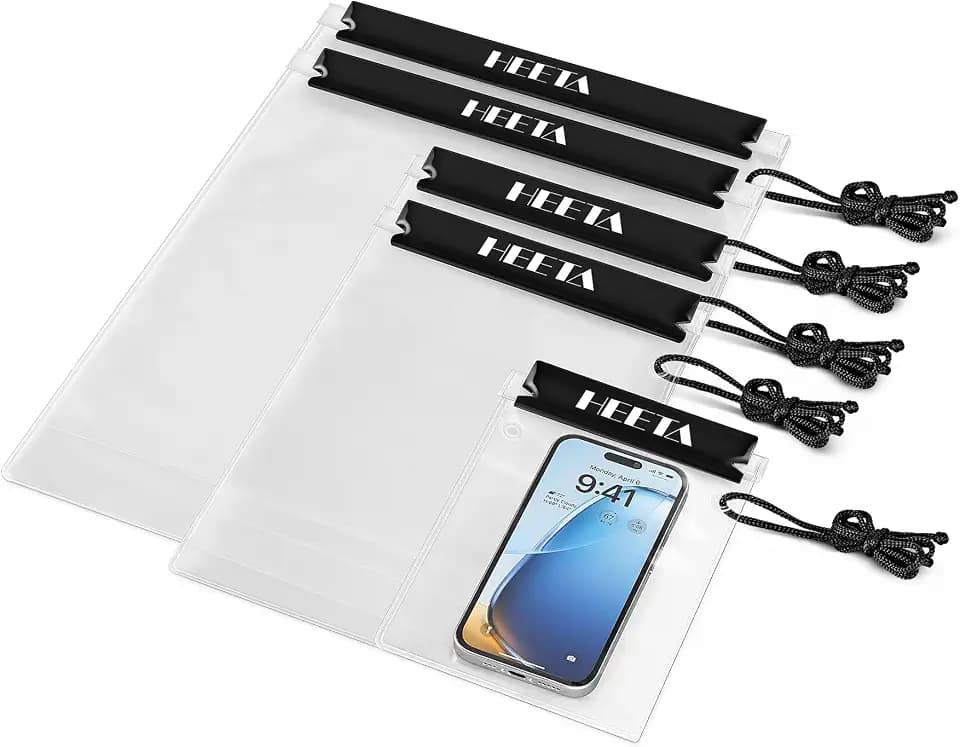 HEETA 5-Pack Clear Waterproof Dry Bag Pouch Document Holder for Phone Maps