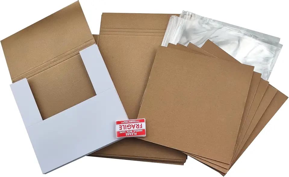 Vinyl Record White LP Shipping Boxes Set 12.6" x 12.6" x 1" Record Mailers Corrugated Cardboard Boxes Album Paper Box (5)