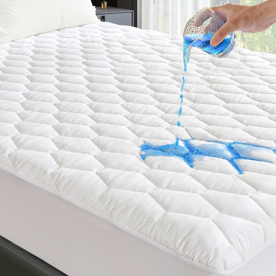 GRT Queen Waterproof Mattress Protector, Hollow Cotton Mattress Pad Queen