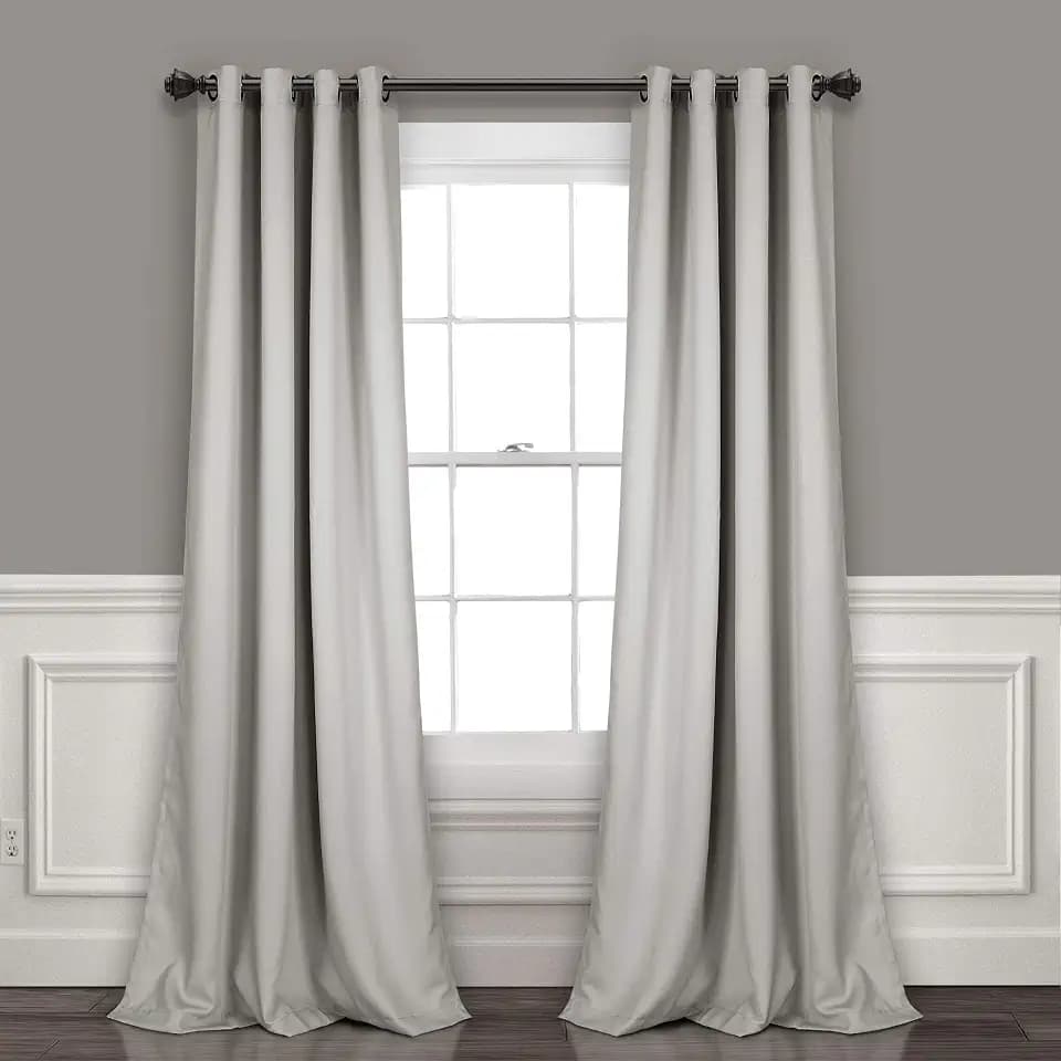 Lush Decor Insulated Grommet Blackout Window Curtain Panels, Pair, 52" W x 108" L, Light Gray - Classic Modern Design - Chic Window Decor - Long Curtains For Living Room, Bedroom, Or Dining Room