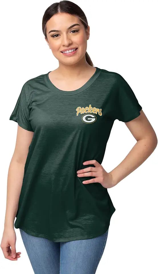 FOCO NFL Womens NFL Team Logo Ladies Fashion Tunic Top Shirt
