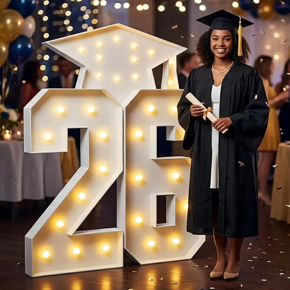 2026 Graduation Decorations - 4FT Marquee Light Up Number For 2026 Graduation Party Decorations , Suitable For Decoration At Kindergarten, Preschool, High School, And College Graduation Parties