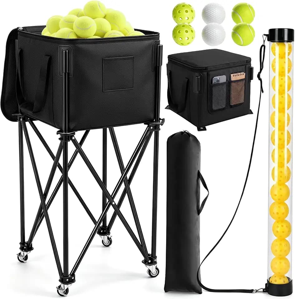 Soulchen Foldable Tennis Hopper Dinkball Cart Pickup Tube Hold 200 Balls