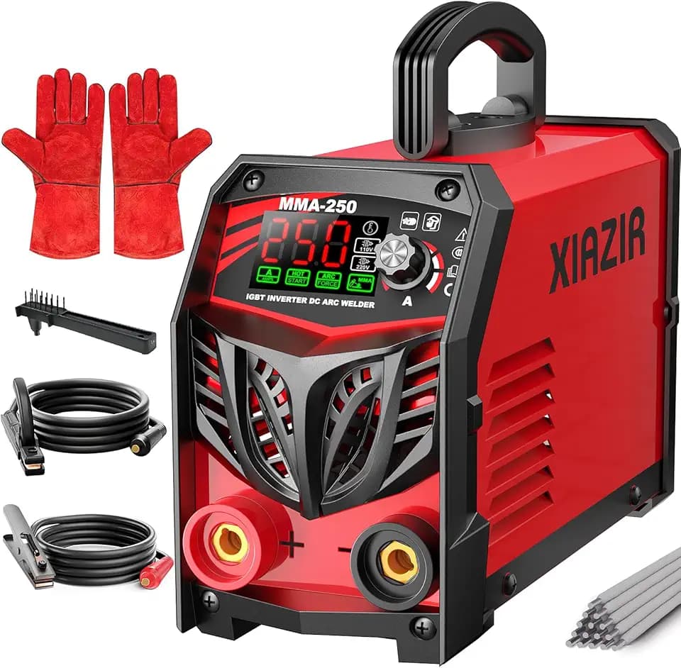 250A Elektroden schweißgerät 220V ARC Stick Welder mit LED-Display, tragbarer IGBT Inverter mit Hot Start, Arc Force & Anti-Stick, Komplettset für Heimwerker, Werkstatt & Landwirtschaft