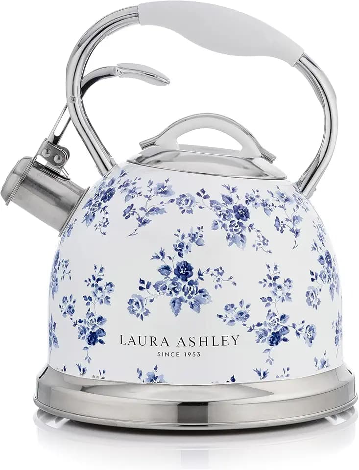 Laura Ashley China Rose Whistling Tea Kettle Stovetop, Tea Pot for Stove