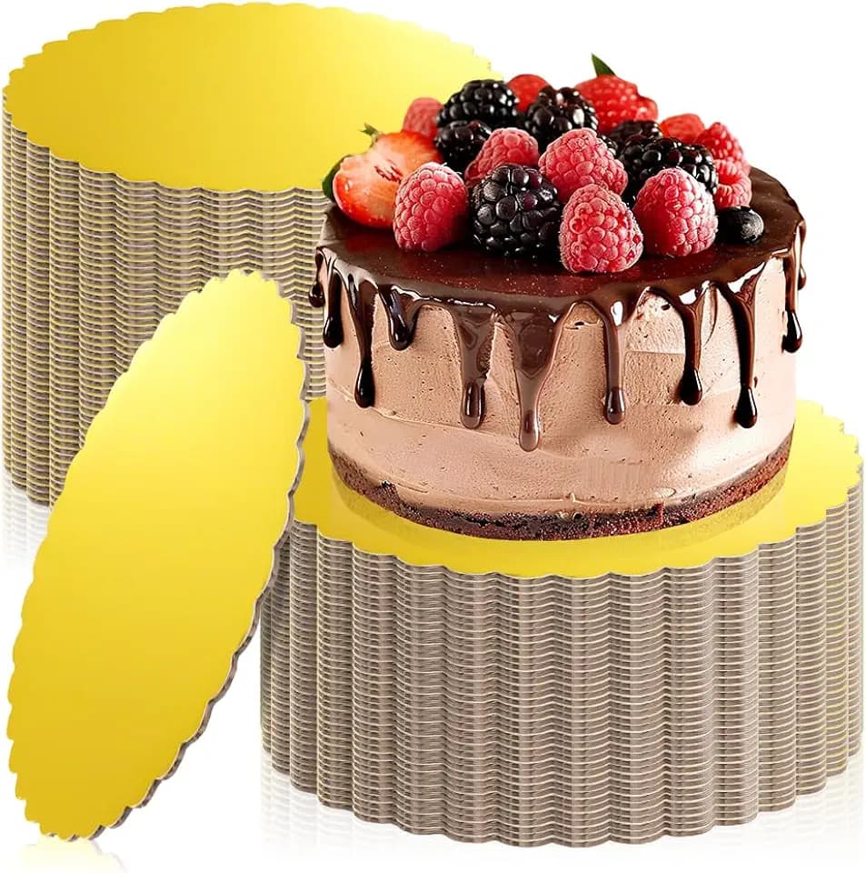 50 PCS Mini Cake Boards, 5 Inch Small Round Cake Boards, Gold Cardboard Mousse Cake Base, Circular Cupcake Dessert Paper Plates for Party Wedding Birthday Catering Restaurant