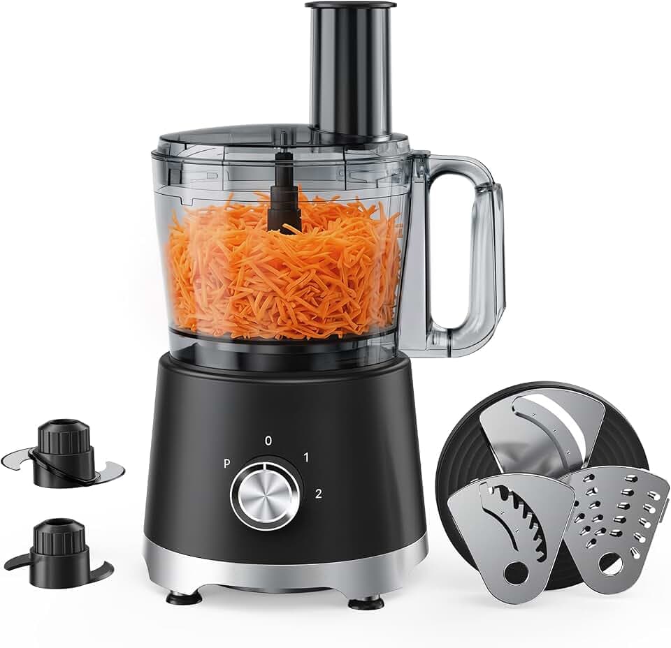 OLIXIS Food Processor 10.5 Cups, 600W Powerful Food processors with 5 Blades, Dishwasher Safe Meat Grinder for Slicing, Shredding, Chopping, Kneading, for Meat, Vegetables, Fruit, Dough