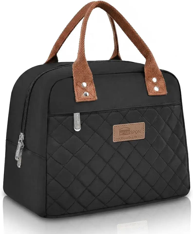 HOMESPON Insulated Lunch Bag for Women Men, Cooler Tote Box, Black