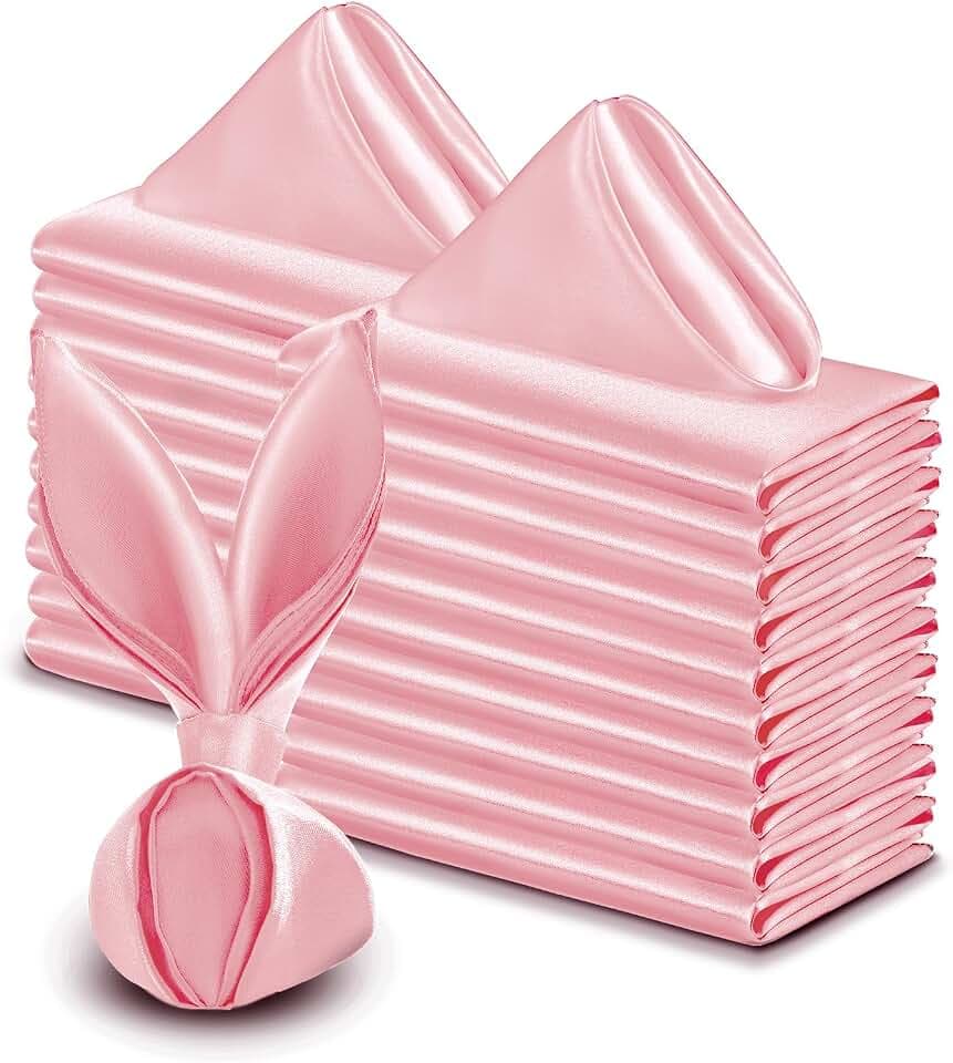 VACVELT 50 Pack Blush Pink Satin Napkins 17x17 Inch Wedding Dinner