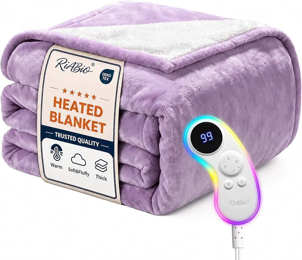 Soft Electric Heated Blanket Full: Fast Even Heating Up to 125.6°F