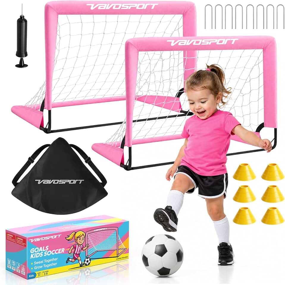 Mini Toddler Soccer Goal Set, 2 Pack 2x1.5 ft Soccer Goals for Backyard