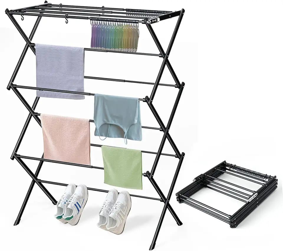 Clothes Drying Rack Foldable Drying Rack Clothing Black-1pack