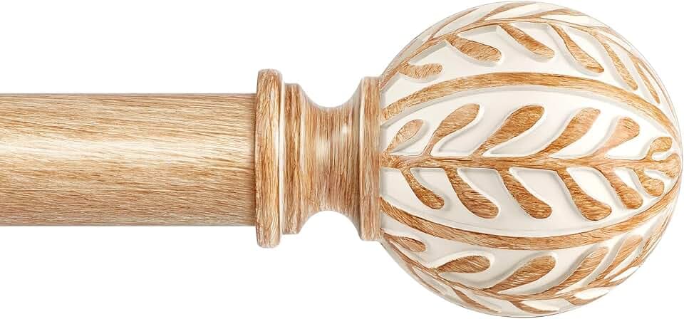 Adjustable Wood Curtain Rod 1 Inch Brown 32"-48"
