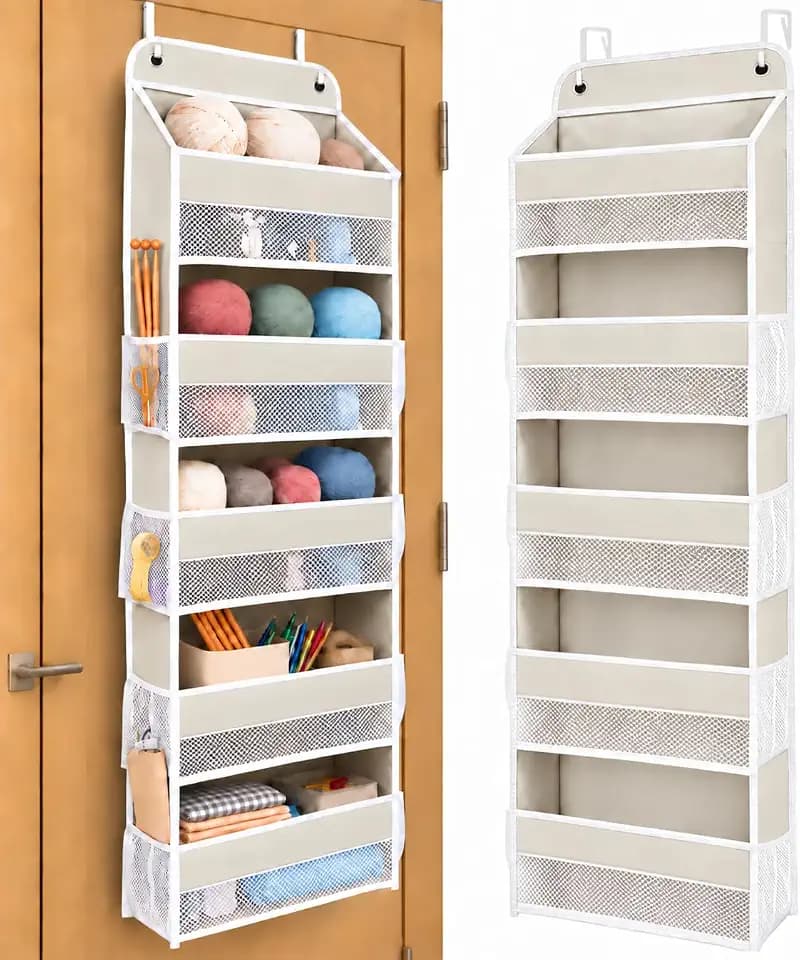 5-Tier Yarn Storage Organizer, Over the Door Crochet & Knitting Storage