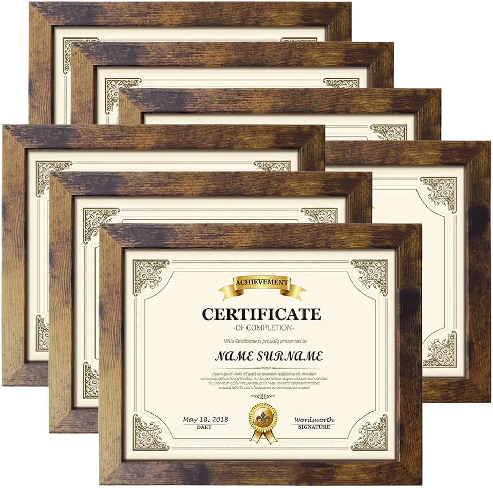 PETAFLOP Wooden 8.5x11 Picture Frames Wall Tabletop Display, 7 Pack